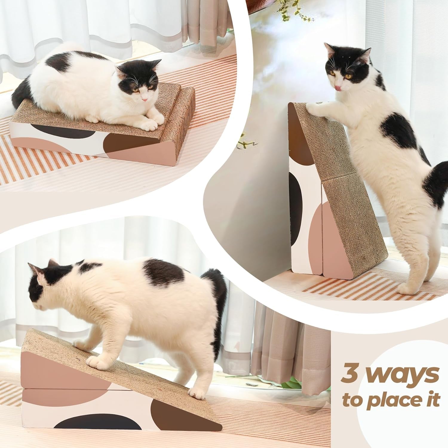 Cat Scratcher Cardboard, Kitty Cat Scratching Pad Recycle Corrugate Scratcher Cat Scratch Bed Long Lasting Reversable (Triangle)