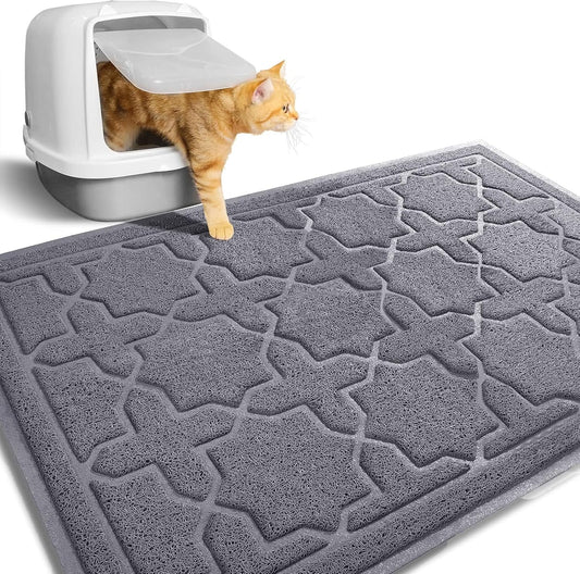 Durable Premium Cat Litter Mat, XL Jumbo and Extra Large Cat Box Mats, Easy Clean Non-Slip and Water Proof Litter Trapping Mat, Pet Litter Floor Mats, Soft, No Phthalate