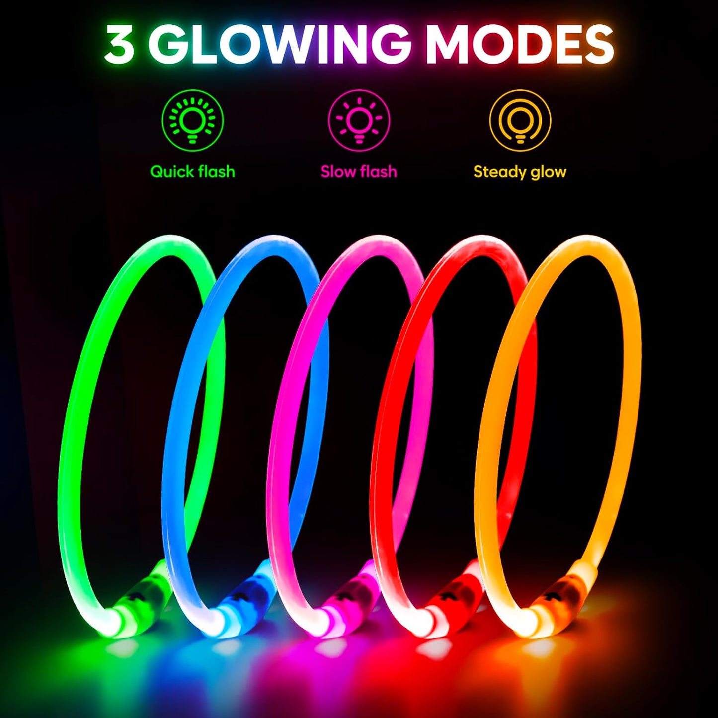 Light up Dog Collars - Waterproof LED Dog Collar, Glow in the Dark Pet Collars, TPU Cuttable Lighted Puppy Collar Lights for Small Medium Large Dogs (Pink)