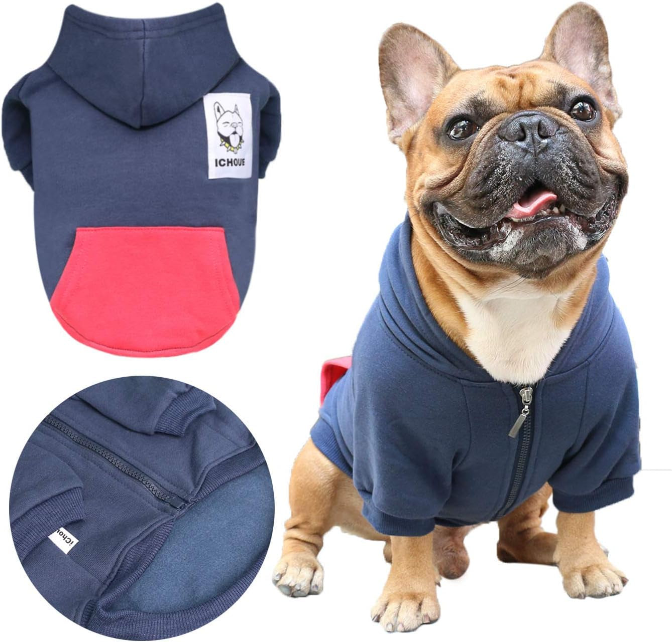 Pet Clothes Dog Hoodie Hooded Full-Zip Sweatshirt