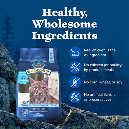 Blue Buffalo Wilderness High Protein Grain Free, Natural Adult Indoor Dry Cat Food, Chicken