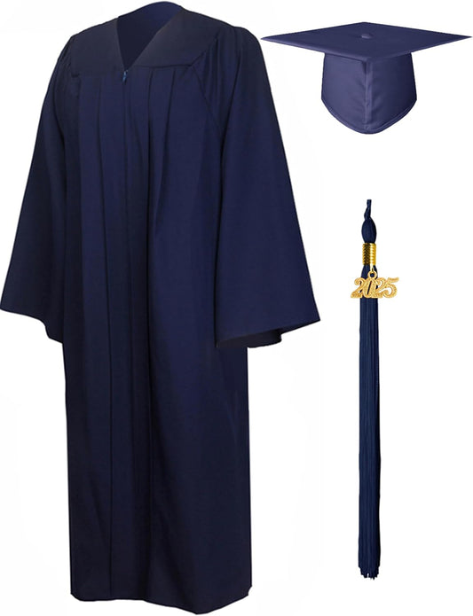 Matte Graduation Gown Cap Tassel Set 2022 for High School and Bachelor