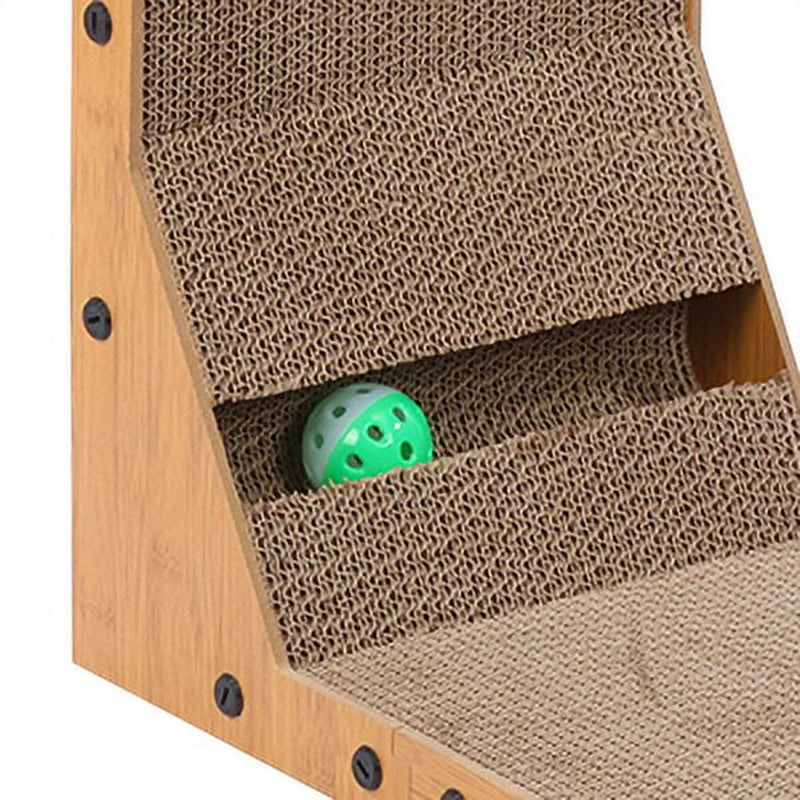 Cat Scratcher, 23.6 Inch Large L-Shaped - Wall Mounted Cat Scratch Pad with Ball Toy for Indoor Cats, Vertical Cat Scratcher Board, Durable Cardboard