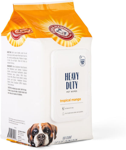 for Pets Heavy Duty Multipurpose Dog Bath Wipes - Dog Wipes Remove Odor & Refreshes Skin - Mango Scent Pet Wipes, 100 Count - Dog Grooming Wipes for Pets - Dog Cleaning Wipes