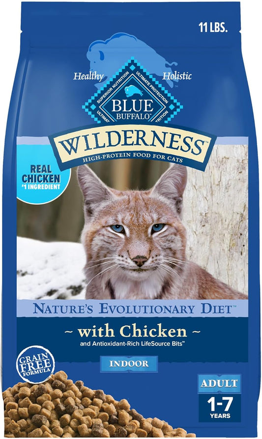 Blue Buffalo Wilderness High Protein Grain Free, Natural Adult Indoor Dry Cat Food, Chicken