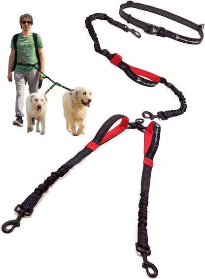 Exquisite Double Dog Leash for Large Dogs | Hands Free Dog Leash 2 Dogs | Waist Dog Leash for Large Dogs | Two Dog Leash for Large Dogs | Leash for Big Dogs | Hands Free Running Dog Leash