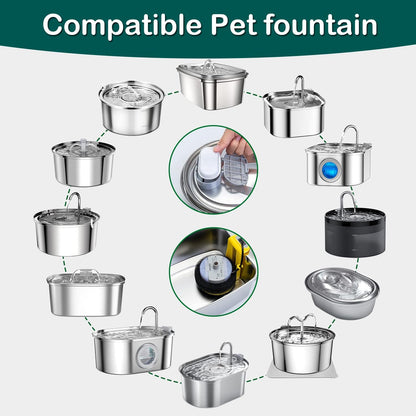 Cat Water Fountain Filters,16 Pack Cat Fountain Replacement Filters for Stainless Steel 67Oz/2L Adjustable Water Flow Pet Water Fountain,Dog Water Fountain (8+8 Pack)