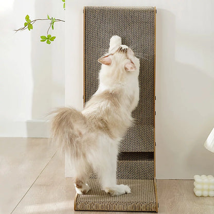 Cat Scratcher, 23.6 Inch Large L-Shaped - Wall Mounted Cat Scratch Pad with Ball Toy for Indoor Cats, Vertical Cat Scratcher Board, Durable Cardboard