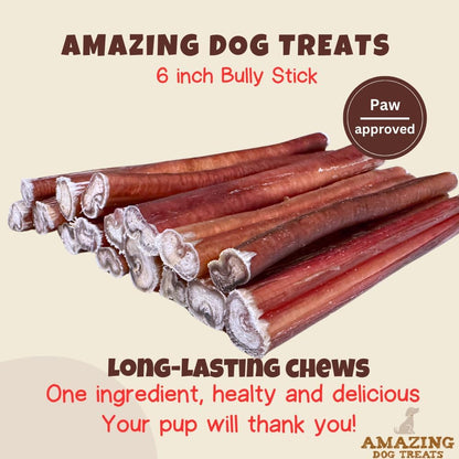 Bully Sticks 6 & 7 Inch Regular Size - Premium Bully Stick Dog Chews - Long Lasting Bully Sticks for Dogs - Best Bully Stick Dog Bone - No Hide Dog Chews